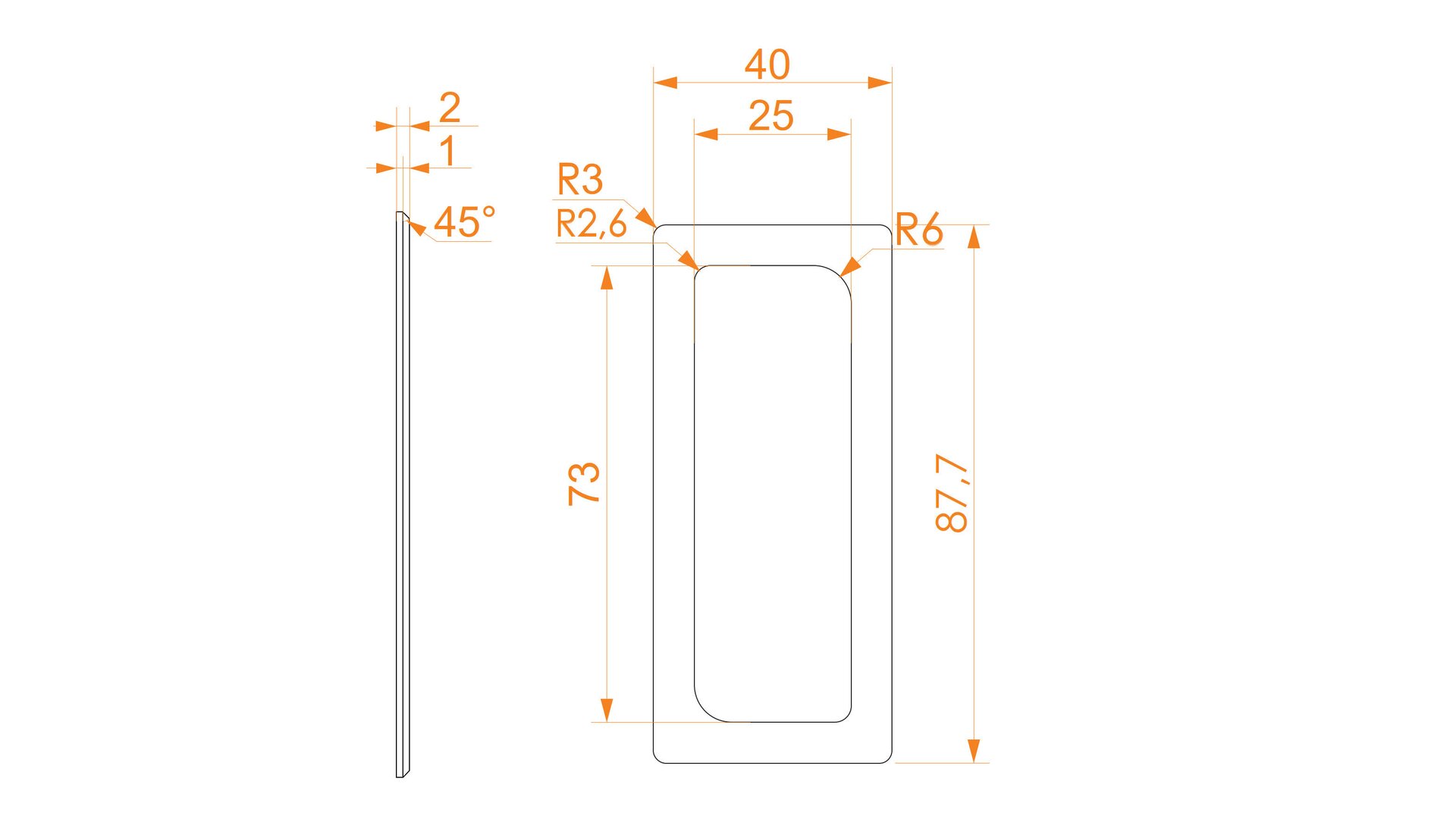 R8 Satellite, rámček na Bio-Touchpad, čierny hliník 40x88 mm NAVKOM