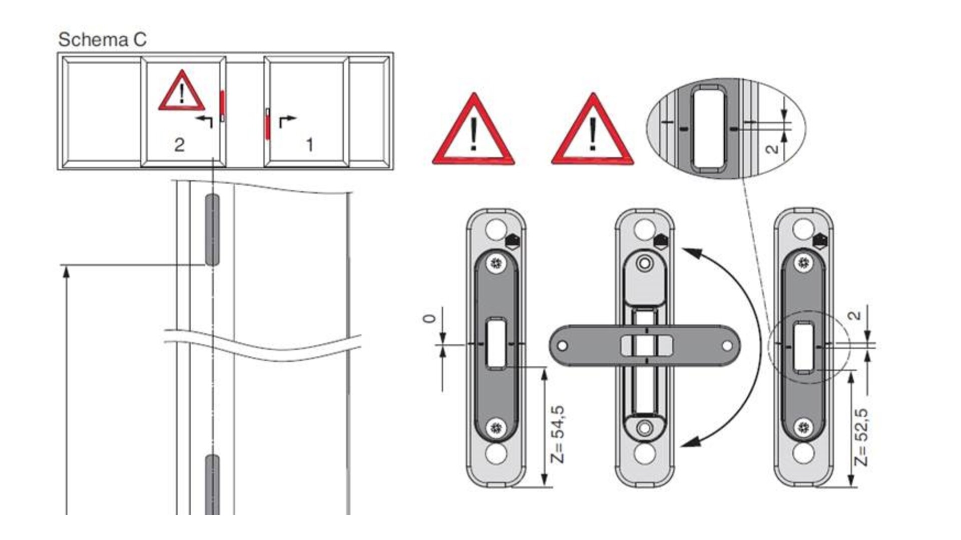 Hakenschließteil HS für Holz verstellbar Schema A-C rechts und links ...